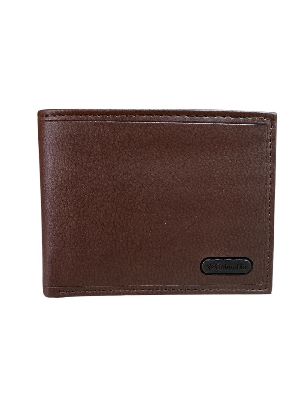 Columbia Wallet RFID Blocking Bifold Brown Coated Leather Credit Card Holder